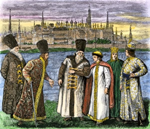World Places:historical View Prints: A group of Russian nobles called boyars