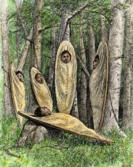 Montana Prints: Group of Sioux babies in cradleboards amusing themselves