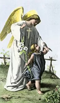 Spiritual Gallery: Guardian angel and a child