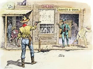 Western Gallery: Gunfight in the street of a western town