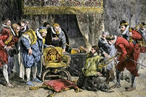 Crime Prints: Guy Fawkes brought before King James I after discovery of the Gunpowder Plot