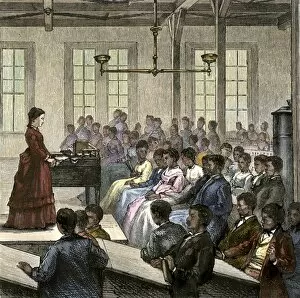 Teacher Collection: Hampton Institute lecture hall, 1870s