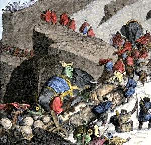 3rd Century Bc Prints: Hannibals army crossing the Alps to invade Rome