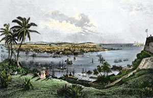 Steam Ship Prints: Harbor of Havana, Cuba, in the 1800s