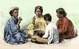 Meal Collection: Hawaiians eating poi, 1800s