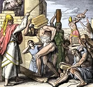 Hebrews Gallery: Hebrew captives carrying bricks in ancient Egypt