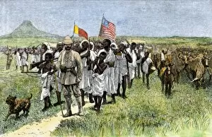 Natives Gallery: Henry Stanley leading an African expedition, 1870s