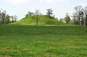 Pre Columbian Prints: High platform mound (39 feet high) of the Plum Bayou people
