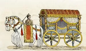 Horse-drawn carriage in ancient Rome