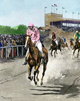 Horse Back Gallery: Horse race in the US, 1880s