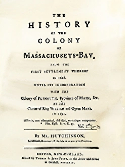 Book Prints: Hutchinsons account of Massachusetts Bay Colony in the 1600s