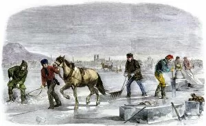 Quebec Collection: Ice-cutting in Quebec, 1850s