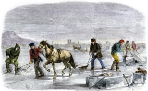 French Canadian Gallery: Ice-cutting in Quebec, 1850s