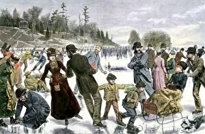 Philadelphia Gallery: Ice-skating on the Schuylkill River, 1800s