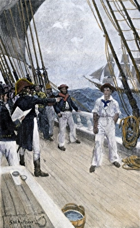 Atlantic Ocean Prints: Impressment of an American sailor by a British naval officer