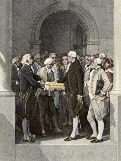 New York City Prints: Inauguration of President Washington at Federal Hall in New York City