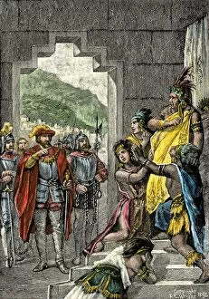 Spanish Collection: Inca leader Atahualpa sentenced to execution, 1533
