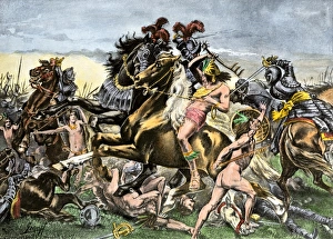 Latin America Gallery: Incas battling Spanish conquistadors in Peru
