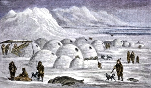 Hunting Prints: Innuit snow village during seal hunting season
