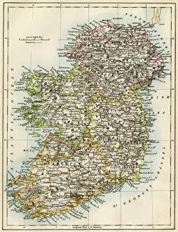 Ireland map, 1870s