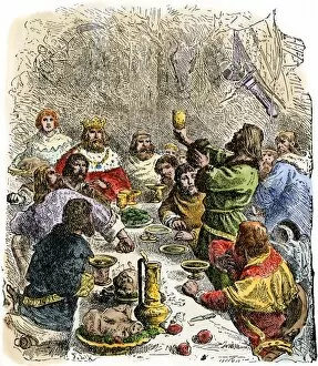 Eire Collection: Irish feast in olden days