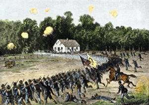 Charge Prints: Irwins brigade charging the Confederate position at the Dunker Church