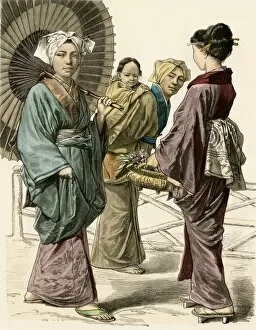India & Asia Collection: Japanese ladies in traditional clothing