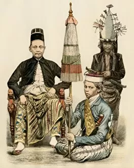 Oceania Gallery: Java official and his attendants, 1800s