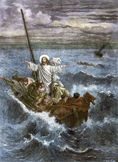 Palestine Gallery: Jesus calming the storm on the Sea of Galilee