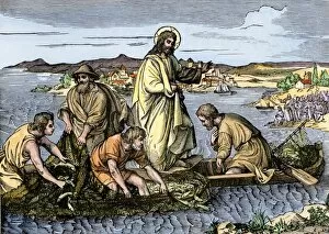Jesus Christ Gallery: Jesus performing a miracle on the Sea of Galilee