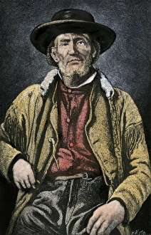 Scout Prints: Jim Bridger. Hand-colored woodcut reproduction of a photograph