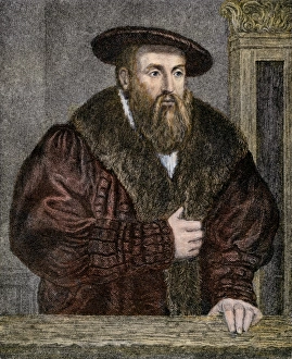 Astronomy Prints: Johann Kepler. Hand-colored engraving