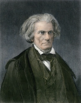 John C. Calhoun. Hand-colored engraving of a 19th-century portrait