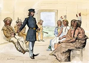 Meeting Gallery: John C. Fremont meeting Plains chiefs at Fort Laramie, 1840s