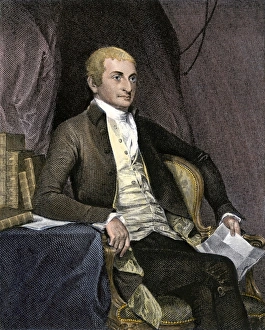 Governor Prints: John Jay. Hand-colored engraving of a portrait