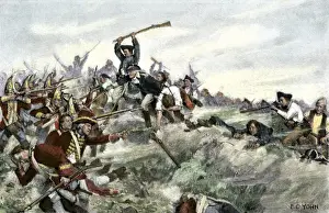 Vermont Prints: John Stark leading a charge of New Hampshire militia at the Battle of