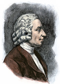 Joseph Priestley. Hand-colored woodcut of a 19th-century illustration