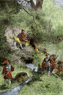 New Spain Prints: Juan Ponce de Leons expedition searching for the Fountain of Youth in Florida