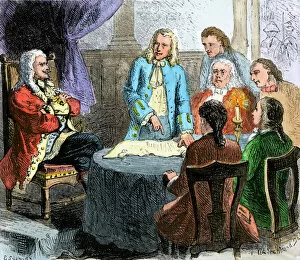 King Of England Gallery: King Charles II granting a charter to Connecticut colonists