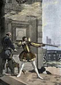 French History Prints: King Charles IX participating in the Saint Bartholomews Day Massacre of French