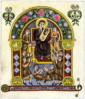 Jewish Prints: King David and his choir