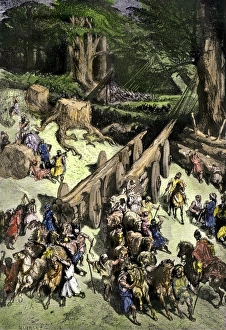 Holy Land Prints: King Hiram of Tyre brings men to help the Israelites cut cedars to build