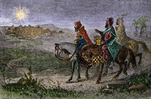 Holy Land Prints: Three kings following the star to Bethlehem