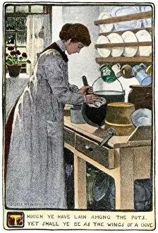 Home life Collection: Kitchen chores, about 1900