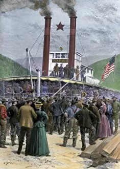 Steamer Gallery: Klondyke Gold Rush riverboat in Dawson City, 1898