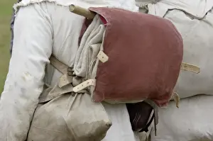 Formation Prints: Knapsack of a French soldier reenactor at the Yorktown battlefield