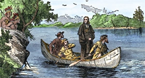 La Salle and his companions exploring the lower Mississippi River for France