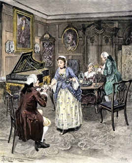 Gentleman Prints: Ladies and gentlemen having tea in a drawing-room
