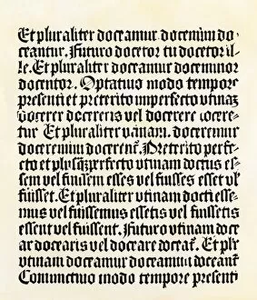 Mainz Gallery: Latin grammar page from Gutenbergs press