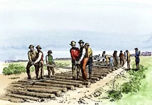 Laying railroad track across the Great Plains